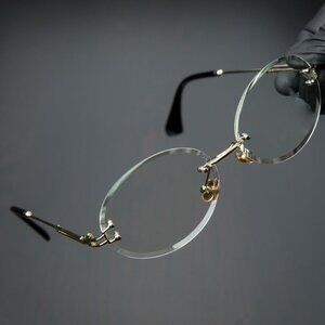 Men Hip‎ Hop Sunglasses Oval Rimless Clear Lens Diamond Cut Migos Quevo Shades